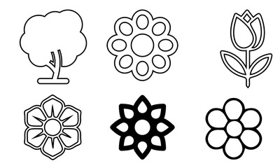 Flower icons vector collection, illustration logo template in trendy style. Suitable for many purposes. Spring symbol for your web site design, logo