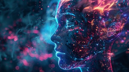 3d illustration Futuristic robot artificial intelligence huminoid AI data analytic technology development and machine learning concept. Global robotic bionic science research for future of human