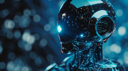 3d illustration Futuristic robot artificial intelligence huminoid AI data analytic technology development and machine learning concept. Global robotic bionic science research for future of human