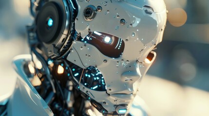 3d illustration Futuristic robot artificial intelligence huminoid AI data analytic technology development and machine learning concept. Global robotic bionic science research for future of human