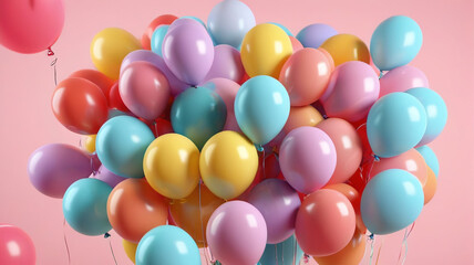 Fototapeta na wymiar Colorful balloons on a pastel background, generative AI