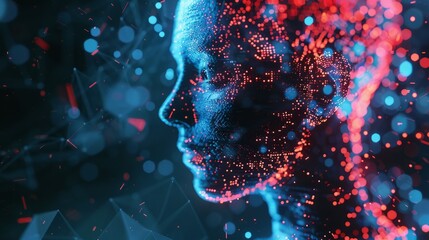 3d illustration Futuristic robot artificial intelligence huminoid AI data analytic technology development and machine learning concept. Global robotic bionic science research for future of human