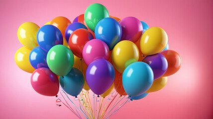 Birthday balloons on a pastel background, generative AI

