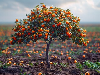 Bountiful Orange Harvest in Lush Orchard - obrazy, fototapety, plakaty