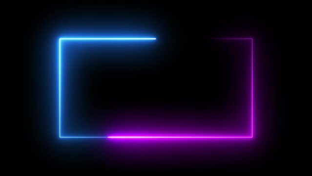 Abstract background web neon box pattern, LED glowing light. 4K Retro neon blue and pink light wiggle on black background.