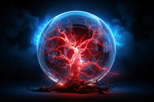 a tree inside a glass ball