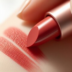 Cute and catchy red color lipstick cosmetics.