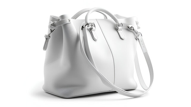 casual white leather women bag isolated on white background. generative ai