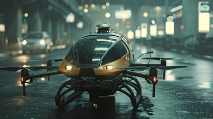 Robotic drone taxis - obrazy, fototapety, plakaty