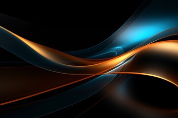 a blue and orange wavy lines on a black background