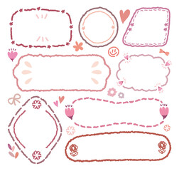 Collection of Happy Mother's Day speech bubbles. Cute flower memo labels.Hand drawn doodle lettering quote frame with tulip and rose.Set of sticker for the mom.mommy love gift labels, Love gift tags.