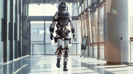 Robotic exoskeletons for enhanced mobility techn - obrazy, fototapety, plakaty
