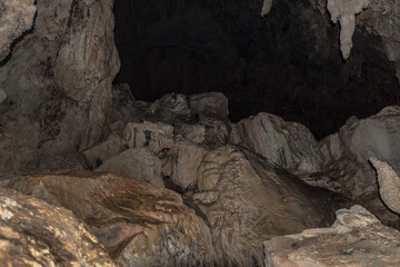 Stalactites in a karst cave