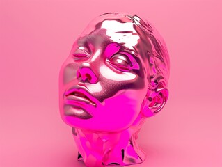 a pink statue of a woman