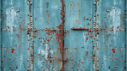 Rusty grunge texture red rust on a blue color - obrazy, fototapety, plakaty