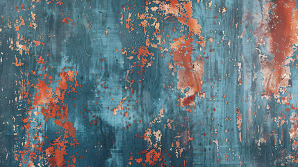 Rusty grunge texture red rust on a blue color - obrazy, fototapety, plakaty