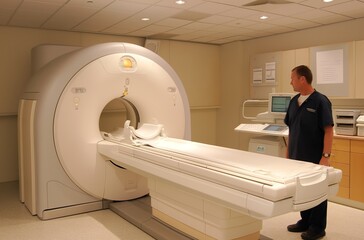 MRI suite with technician