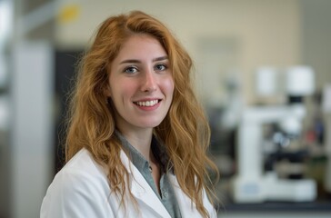Smiling biomedical engineer in lab