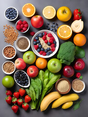 A balanced plate of food with colorful vegetables, and healthy fats.