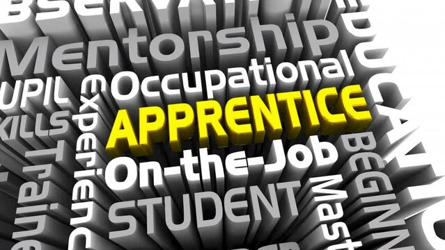 Apprentice Learn Occupation Profession Skills On the Job Education Words 3d Animation