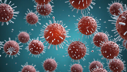3d illustration of cancer cells, virus 3d art