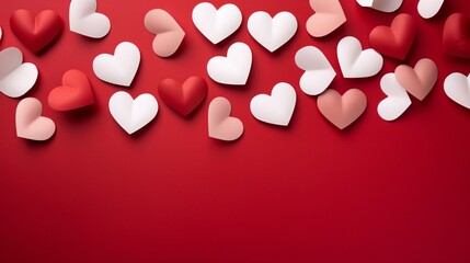 a group of hearts on a red background