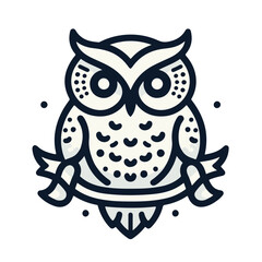 Flat outline owl logo