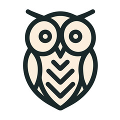 Flat outline owl logo