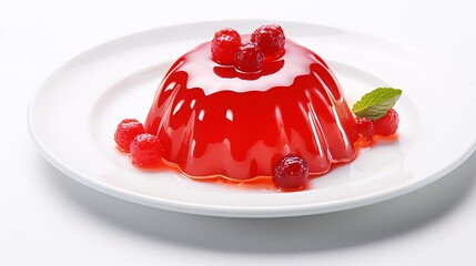 a red gelatin on a white plate