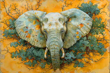  A contemplative elephant among ancient trees