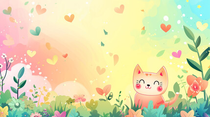 Colorful cute illustration for poster background
