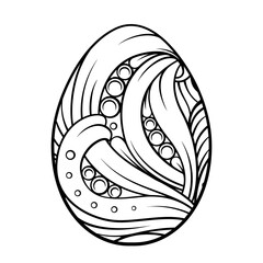 Intricate easter egg mandala. Black and white vector graphic.