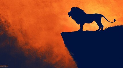 a silhouette of a lion on a cliff