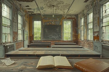 Abandoned Classroom A Time Capsule of Learning Generative AI - obrazy, fototapety, plakaty
