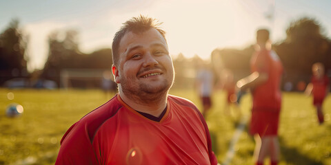 Man with Down syndrome participating in a local sports team. Learning Disability