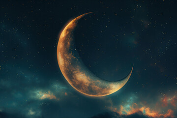Obraz na płótnie Canvas the crescent appears at starry night