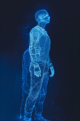 3D project of a wireframe hologram human