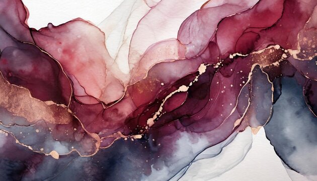 Beautiful maroon red abstract alcohol ink watercolor background. Abstract liquid marble design. Luxury wallpaper concept brush oil modern paper splash painting water.