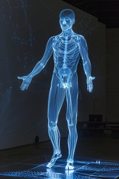 3D project of a wireframe hologram human