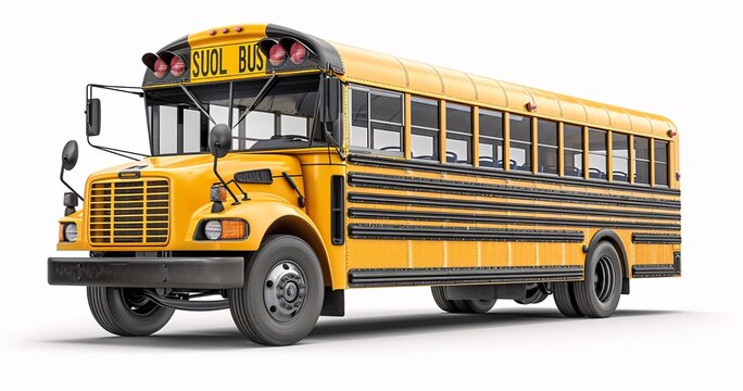 Soul Bus - A Yellow School Bus with Red Lights Generative AI