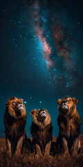 Löwen Abendhimmel - obrazy, fototapety, plakaty