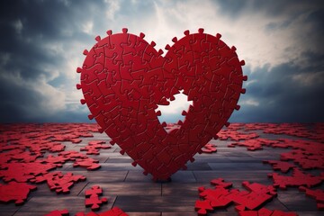 Puzzle pieces forming a heart shape