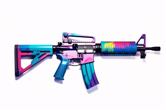a colorful gun with a long barrel