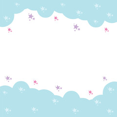 Cute colorful clouds and star illustration background with copy space