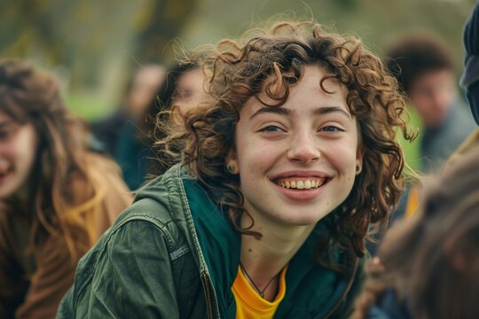 Wavy Hair, Yellow Shirt, and Smiling Face A Catchy and Optimized Adobe Stock Title Generative AI