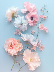Fototapeta na wymiar Spring Flowers Pastel Colors Abstract Background. Perfect for conveying a sense of calmness, dreaminess, or simply to add a soft visual touch.