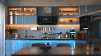 Smart kitchen cabinets with touch to open techno