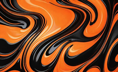 Fondo de vector brillante holográfico naranja y negro. Banner creativo abstracto con degradado líquido negro y naranja. Fondo minimalista de gradación de color. Ilustración vectorial.