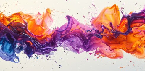 Vibrant Abstract Art with Swirling Colors of Orange and Purple