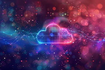 A cloud icon for cloud technology with colorful background - obrazy, fototapety, plakaty